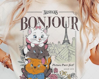 Les aristochats Disney PNG, Marie Toulouse Berliz en téléchargement numérique rétro, sublimation de famille de chats Disney mignons, design vintage de chat de Paris