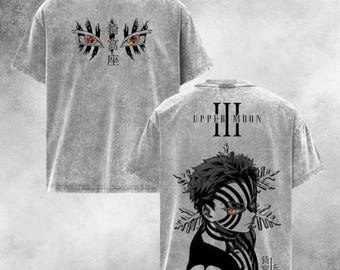 T-shirt imprimé oversize en coton épais vintage délavé, chemise manga japonaise