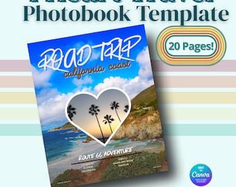 Plantilla Canva para álbum de fotos de viajes / Diseño de 20 páginas, álbum de vacaciones, libro de recuerdos (descarga digital)