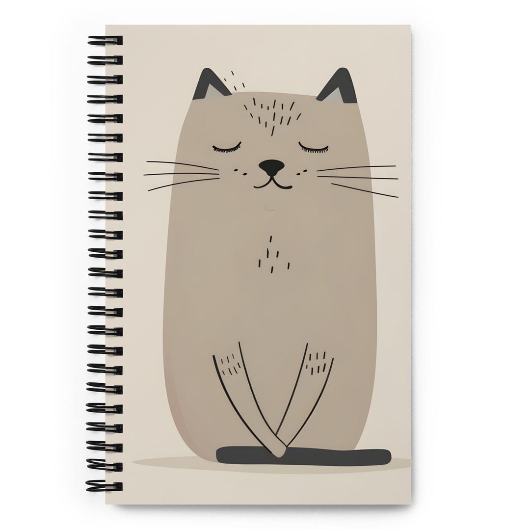 Calm Cat Spiral Notebook, Minimalist Journal, Cozy Desk Notebook, Soft ...
