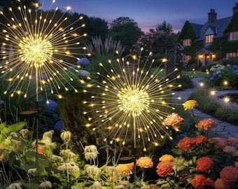 Solar Firework Garden Lights, 120LED Warm White Outdoor Decoration (2-Pack)