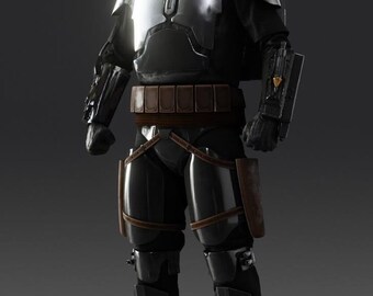 Mandalorian Cosplay Costume Black Flight Suit with Vest | Star Wars Bounty Hunter Outfit for Men | Halloween Comic Con Costume