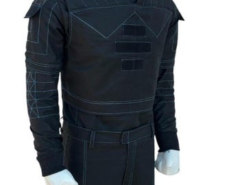 Disfraz de Boba Fett Mandaloriano / Traje de vuelo negro Cosplay con falda / Traje de cazarrecompensas de Star Wars de 3 piezas para hombre