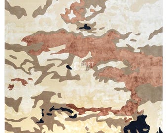 Handmade Abstract Rug | Earth Tone Textured Carpet | Living Room Decor 6X9
