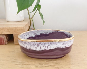 Small Purple and Gold Ceramic Panter. Perfect for Succlents. 152 UP CO USA