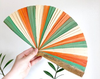 Vintage Hand Fan. Multicolor Fan. Free Shipping.