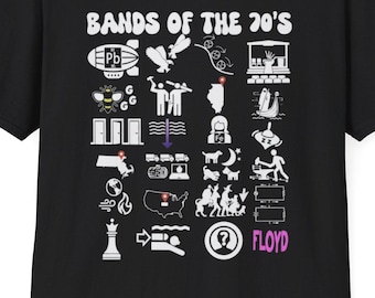 -shirt Groupes des années 70 | Icônes du rock rétro, symboles de groupe vintage, hommage au rock classique