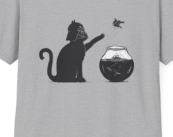-shirt Cat Vader atteint le bocal à poissons | Silhouette chat et poisson rouge