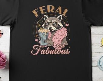 T-shirt sauvage et fabuleux - T-shirt 1717 couleurs confort, graphique drôle de raton laveur, haut rétro avec humour animal, cadeau impertinent panda poubelle