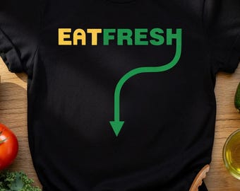 Eat Fresh Arrow T-shirt, grappig Subway parodie T-shirt, vintage retro grafische top, humor nieuwigheid unisex tshirt, fastfood grap volwassen shirt