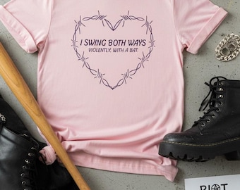 T-shirt Je me balance dans les deux sens – T-shirt 1717 couleurs confortables, graphique coeur drôle en fil de fer barbelé, chemise humour noir, cadeau avant-gardiste sarcastique