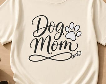 Hondenmoeder T-shirt met sierlijke letters en pootafdruk, zwaar katoenen T-shirt, T-shirt voor huisdierouders, Comfort Colors T-shirt, cadeau voor dierenliefhebbers