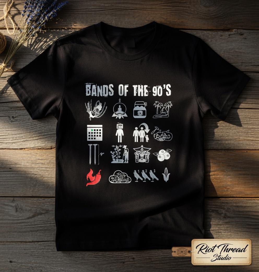 Bands of the 90s Icons T Shirt, Retro Rock Music Lover Tee