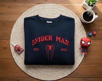 Marvel Spider-Man Est 1962 Embroidered Crewneck, Retro Superhero Apparel, Disney Trip 2026 Avengers Campus Peter Parker Fan Birthday Gift