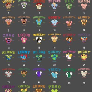 Disney Pixar Toy Story Charaktere Est 1995 Porträt T-Shirt, Disneyland Familie Matching Tee, Buzz Lightjahre, Woody, Jessie, Slinky, Aliens Bild 4