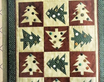 Prairie Christmas Tree Quilt Pattern Liberty Homestead Prairie Pieces PR15, Glenda Carr, 18 x 13 inches Farmhouse Country Trees with Buttons