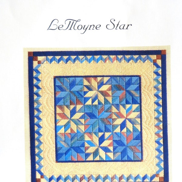 LeMoyne Star Laura J Perin CHART Pattern AQ045 for Needlepoint Canvaswork for 18 Ct mono, American Quilt Collection Graph