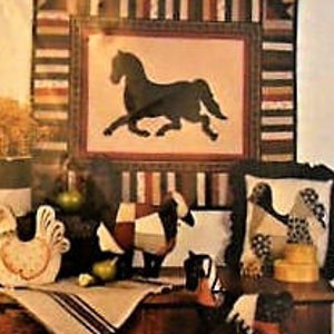 Animaux pays de patchwork motif, cheval poule Français agneau, Patchwork et Appliqued, Country Folk animaux, mur de couette motif