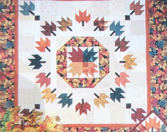 Falling Leaves Quilt Pattern, Leaf Patchwork Placemat Table Runner Table Topper Wall Quilt, Pine Tree Lodge 135, Helen Thorn, Autumn Decor