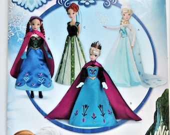 Disney Frozen Doll Clothes Pattern, Simplicity S0734, for 11  1/2 inch dolls, Anna Elsa Queen, Uncut paper pattern