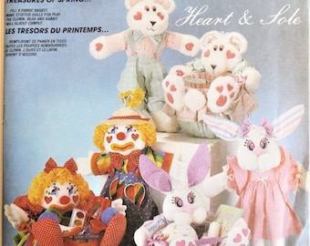 McCall's 3569 Doll Pattern, Clowns Bears Bunny Rabbits and Clothes, Soft Stuffed Toys  Heart and Sole, 18 inch dolls and Baskets, uncut