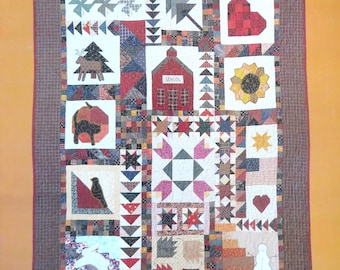 Prairie Star Calendar Sampler Quilt Pattern Booklet Julie Larsen Prairie Star Quilts 1995, BOM Table Topper Wall Quilts, Patchwork Applique