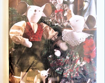Mouse Family Pattern, Burda 4225, 21 inch and 10 Inch Soft Stuffed Mice and Clothes, Mama Papa Baby Victorian Mice, uncut Paper Pattern