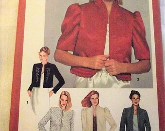 Simplicidad 9637 chaquetas de noche, chaquetas de cama, chaqueta casual, chaqueta de traje corto, patrón vintage de los años 80, tamaño 10 busto 32 1/2 adentro, sin cortar