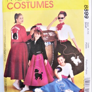 May include: McCall's Costumes sewing pattern number 8899 for a girl's skirt. The pattern includes three different skirt styles with poodle appliques. The pattern is for sizes 8-10.