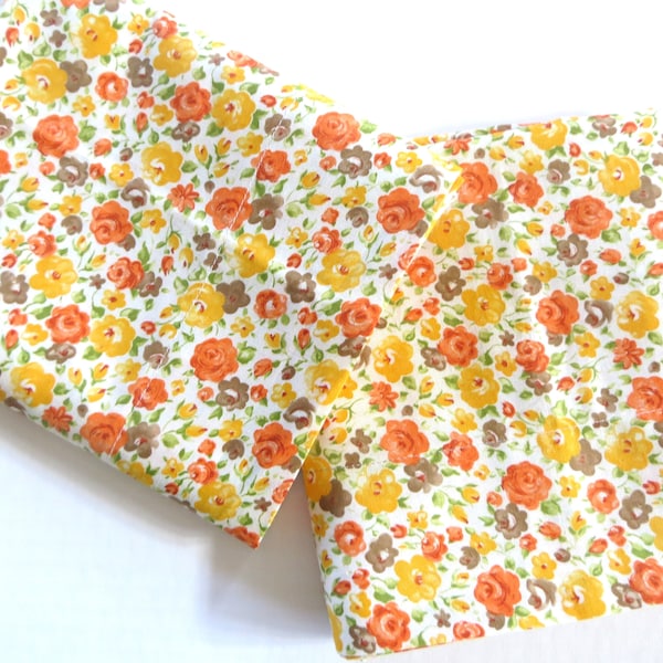 Orange Yellow Flower Pillowcases, Pair of Soft Cotton Pillowcases, Set of 2 Cottagecore Grannycore Bed Linens