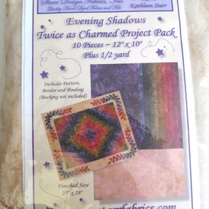 Starr Designs Quilt Kit Pattern and Hand Dyed Fabrics Evening Shadows, Twice as Charmed Pack, Finished Size 24 x 28 in Batiks Kathleen Starr