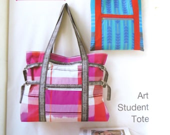 Anna Maria Tote Sewing Pattern, Art Student Tote, 3 Versions, Carry-All with Pockets, uncut paper pattern