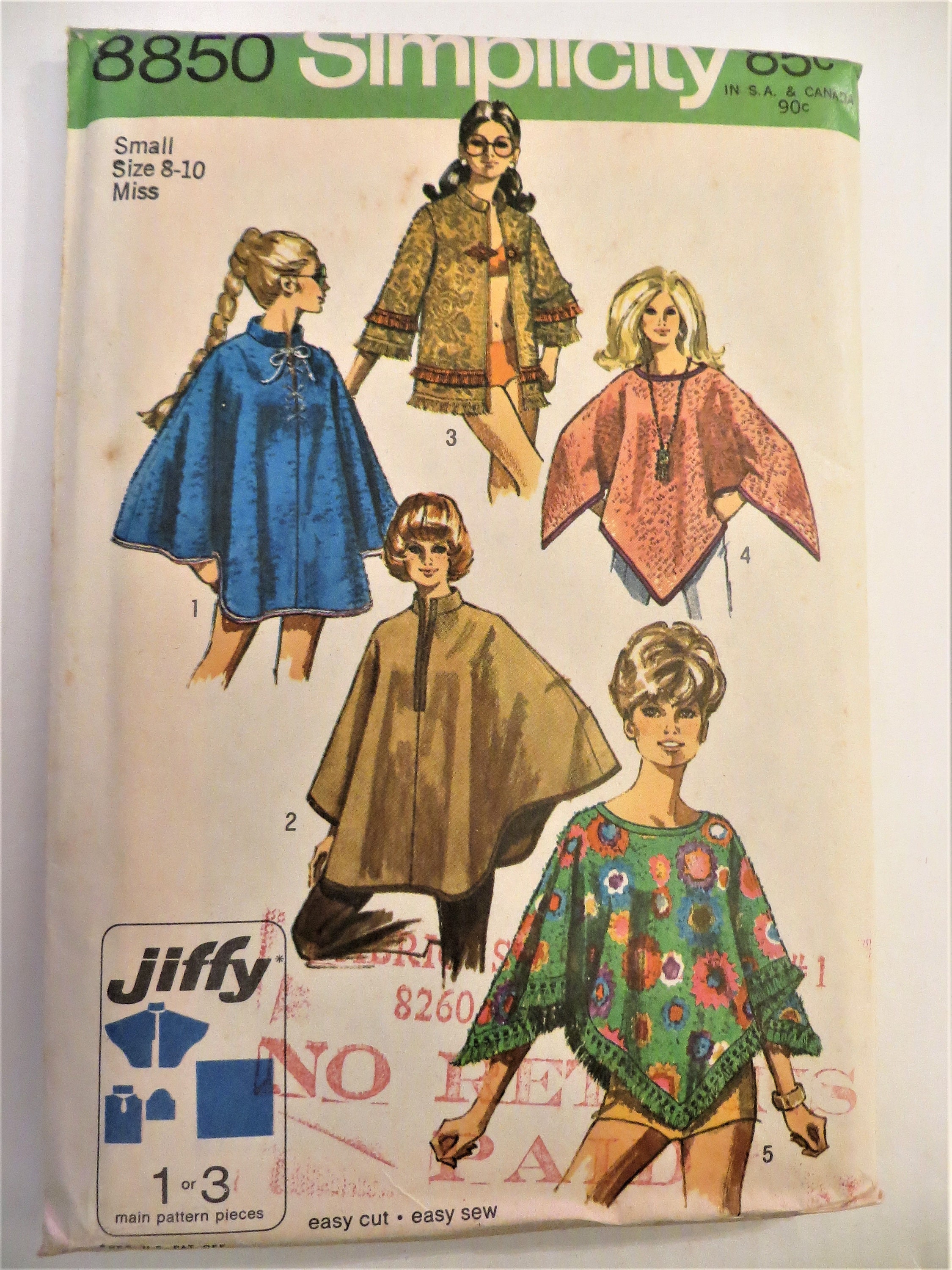 Simplicity 8850 Jiffy Poncho Pattern Towel Jacket and Cape | Etsy