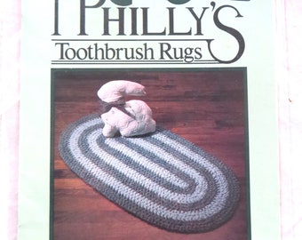 Vintage Oval Rag Rug Pattern Aunt Philly's Toothbrush Rugs, 18 x 36 inches, Includes Instructions and Tool for Crocheted Rugs