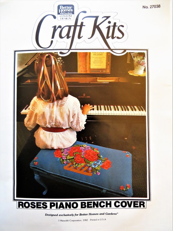 Piano Bench Cover Needlepoint Kit Red Roses Better Homes And Etsy