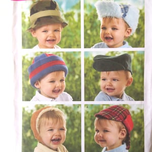 Simplicity 3555 bonnets pour tout-petits en 4 tailles, 6 versions pour filles et garçons, patron en papier