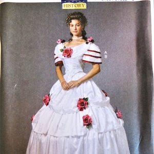 Butterick 6646 Misses Southern Belle Costume Pattern, Boned Bodice, Tiered Ruffle Skirt, Historical Gown, size 6 8 10 12 14, uncut