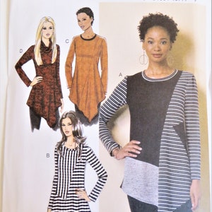Butterick 6377 Pattern for Knits Pullover Asymmetrical Tunic Top, Handkerchief Hem, Size 6 8 10 12 14 uncut paper pattern