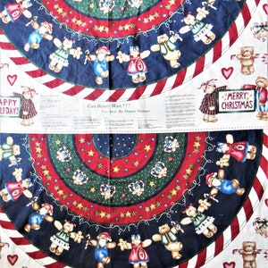 2 Teddy Bear Tree Skirt Fabric Panels, Can Bearly Wait, Dianna Marcum, 2 Panels to Make One 56 inch diameter Skirt, 90s Marcus Bros Cotton