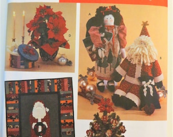 Simplicity 7322, Angel Doll, Santa Doll Santa Wall Hanging, Poinsettia, Covered Box, Christmas Decoration Pattern, Holiday Decor, Uncut