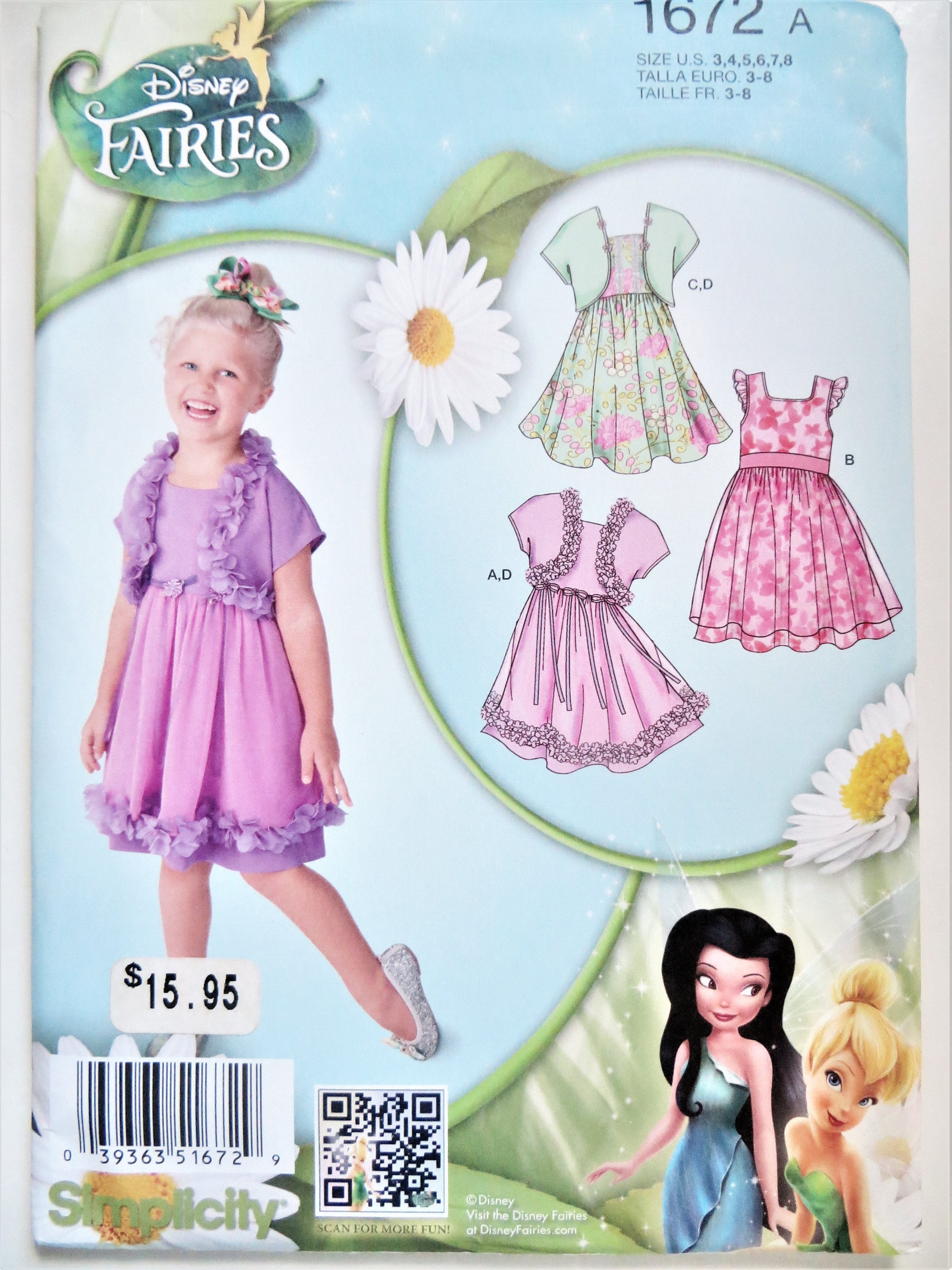 Disney Fairies Costume Sewing Pattern, Simplicity 1672, Child's Full ...