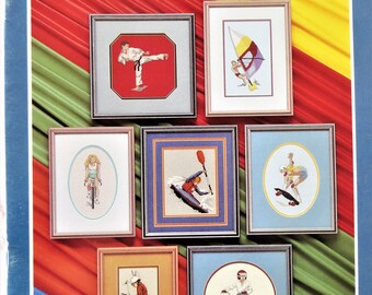 Sports Counted Cross Stitch Booklet, Life's an Adventure, Designs by Nanci, 14 pages, 12 Charts, Surfing, Biking Skateboarding, Martial Arts