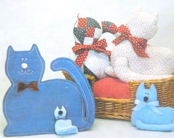 Country Cats Sewing Pattern for Doorstop Placemat Potholder Ornament, P19 The Patchwork Place, Mary Ann Farmer, Country Soft Pillow Kitty