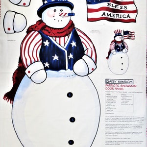 Daisy Kingdom Patriotic Snowman Door Fabric Panel, DIY Holiday Door Panel or Wall Quilt, Large Christmas Decoration