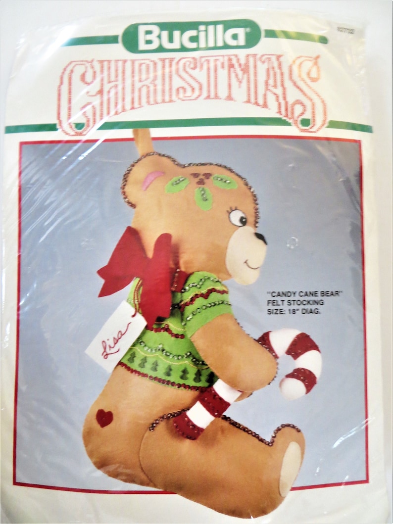 Bucilla Candy Cane Bear Felt Christmas Stocking Kit 82732 Etsy