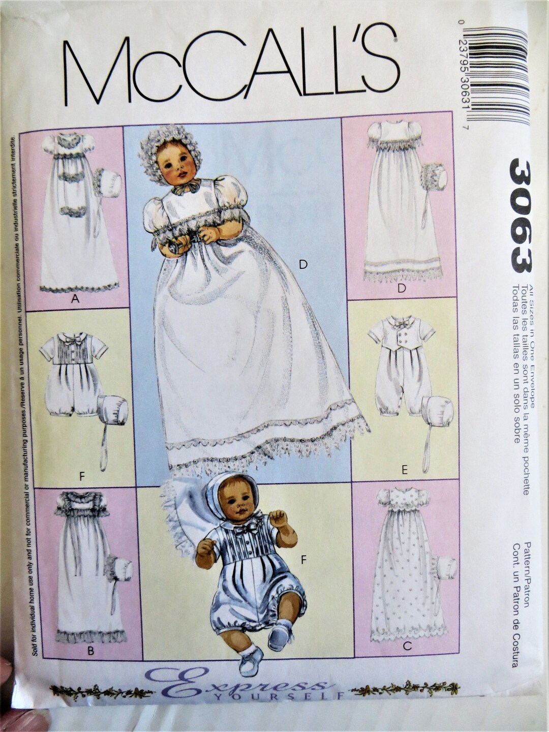 Vintage Christening Dress Sewing Pattern Mccall's 3063 Etsy