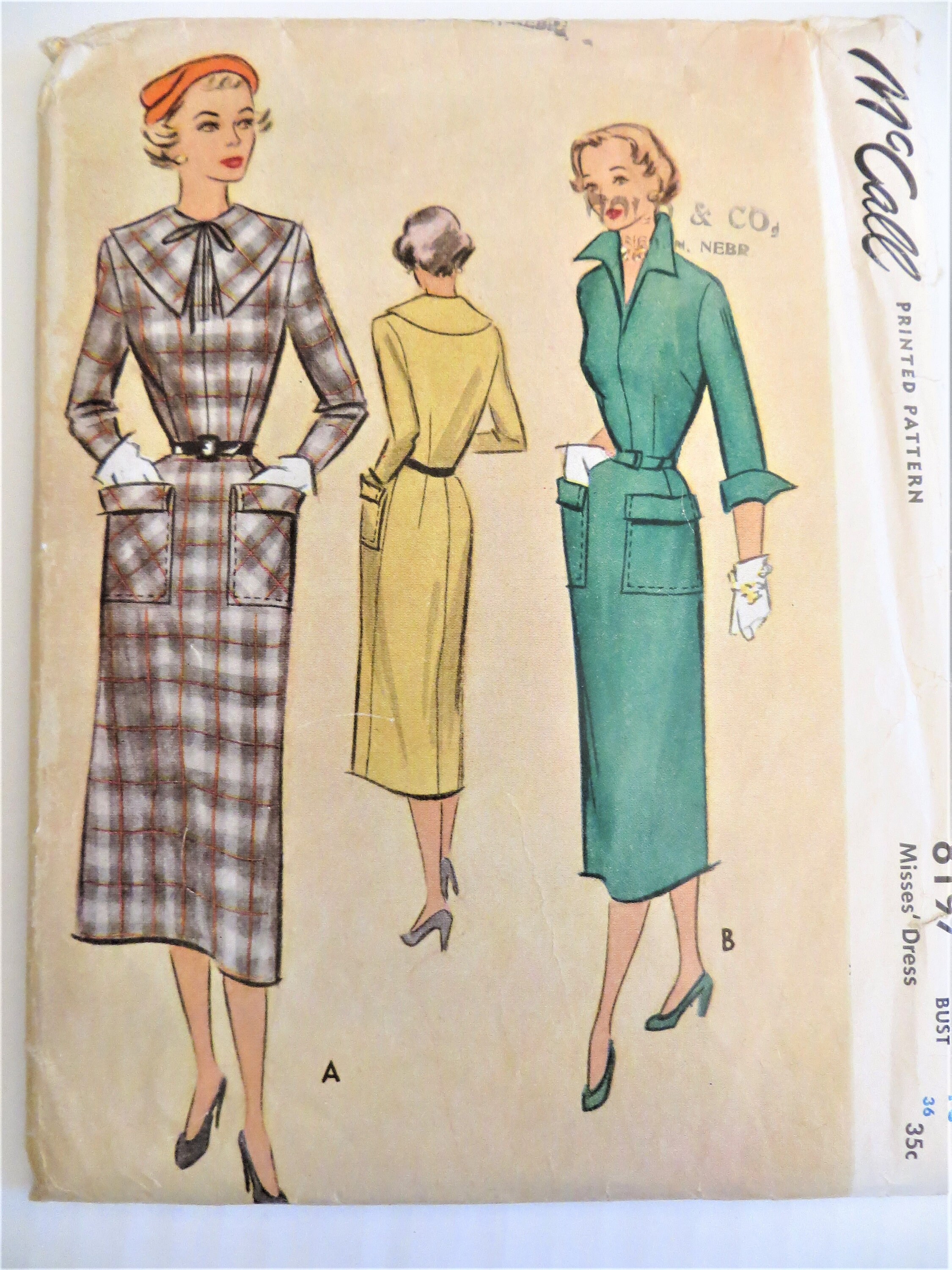 McCall 8197, Patrón de costura de vestido vintage de los años 50, falda  ajustada, bolsillos grandes, talla 18, busto 36 pulgadas, vestido de  secretaria de Mad Men, patrón estampado sin cortar - Etsy México, image size:2250x3000