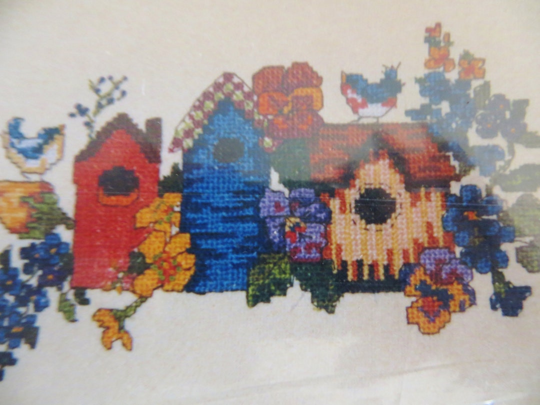 Birdhouses Counted Cross Stitch Waste Canvas Kit Wearable Etsy