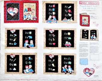 Raggedy Ann & Andy Soft ABC Book Fabric Panel, Daisy Kingdom 4216 to Cut Sew a Soft Children's Book, Gift for Child, Quilt Blocks