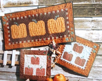 Country Pumpkin Patch Quilt Pattern, Sew Cherished, 2 sizes 38 x 18," 16 x 14," Autumn Decor